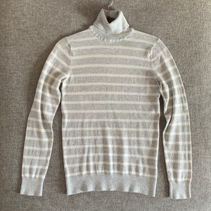 GAP Grey & White Striped Turtleneck Sweater XS